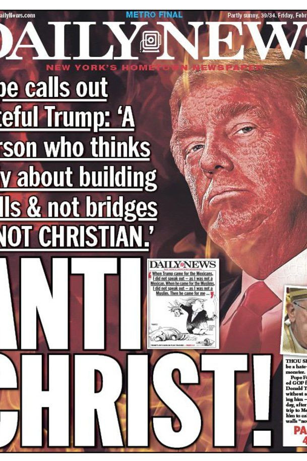 Donald Trump vira "Anticristo" em capa de jornal