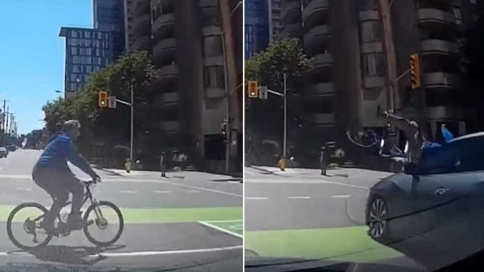 Vídeo mostra ciclista atropelado após avançar sinal vermelho