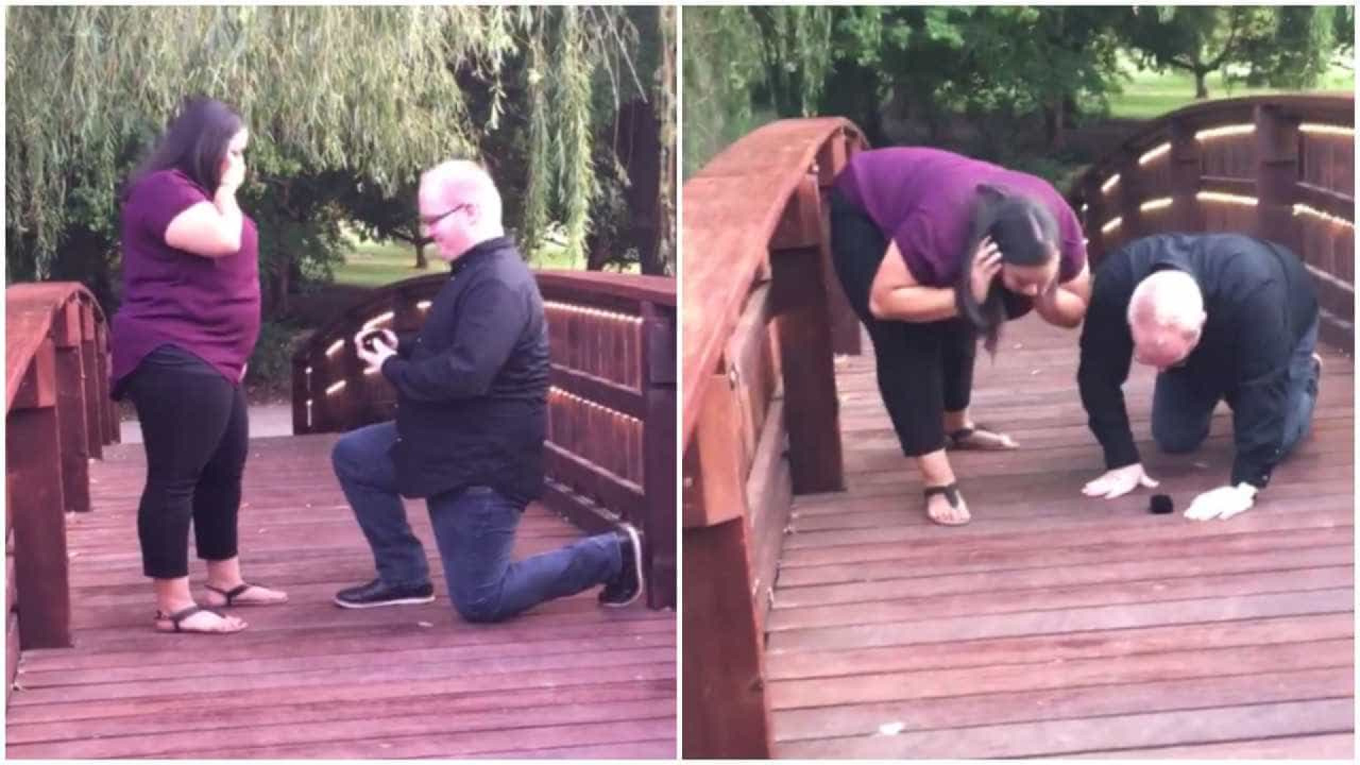Pedido de casamento em cima de ponte acaba saindo fora do planejado