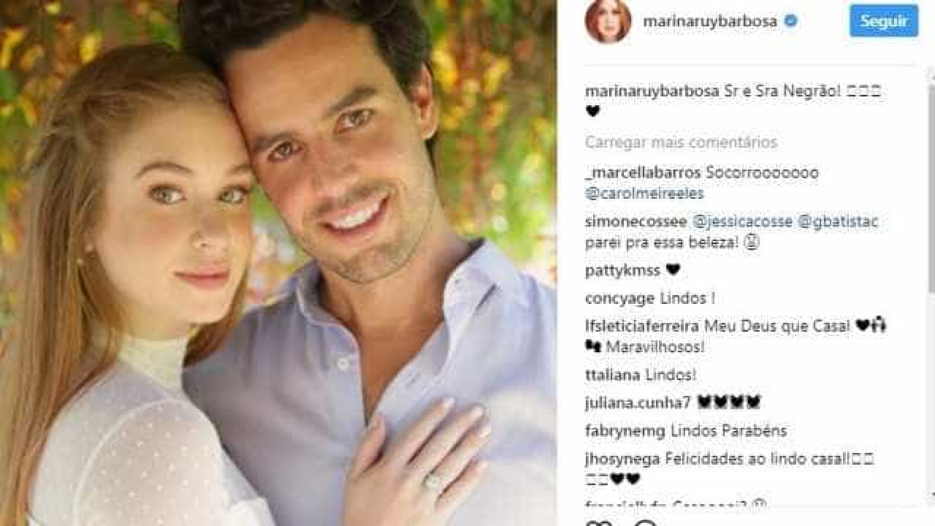 Marina Ruy Barbosa anuncia casamento no civil pelo Instagram