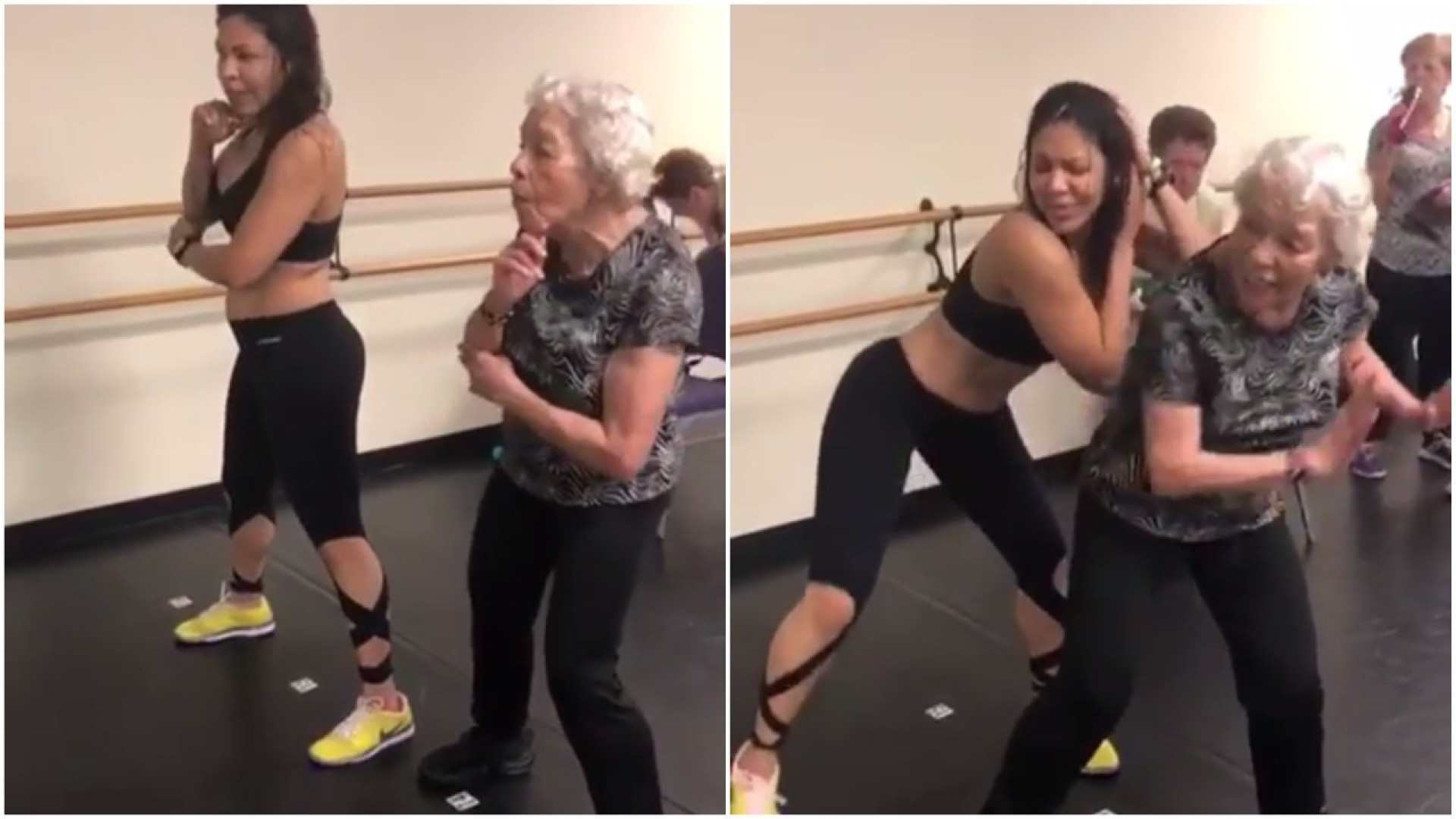 Idosa de 90 anos arrasa em aula de zumba