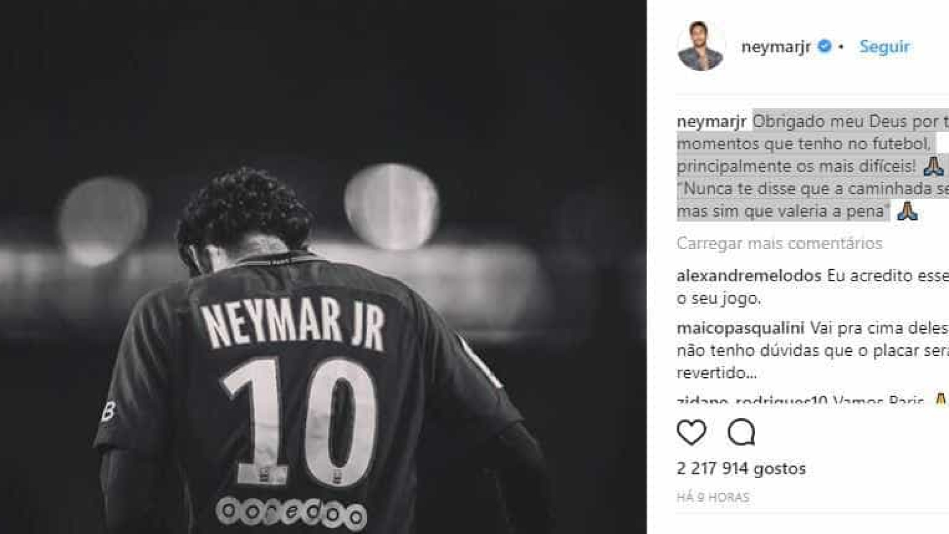 Neymar posta mensagem e cita 'momentos difícies'