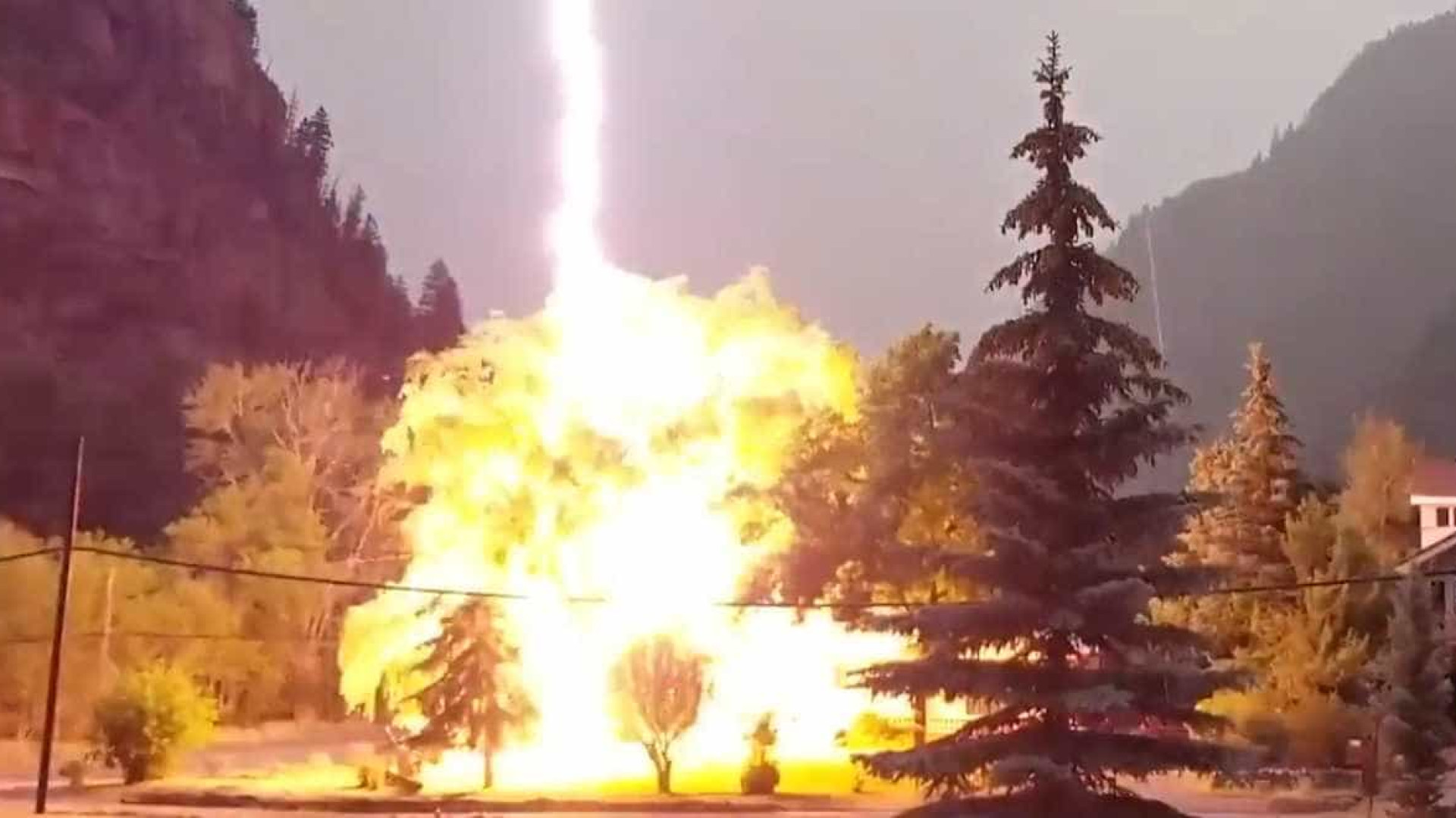 Vídeo: relâmpago atinge árvore em frente a casa no Colorado