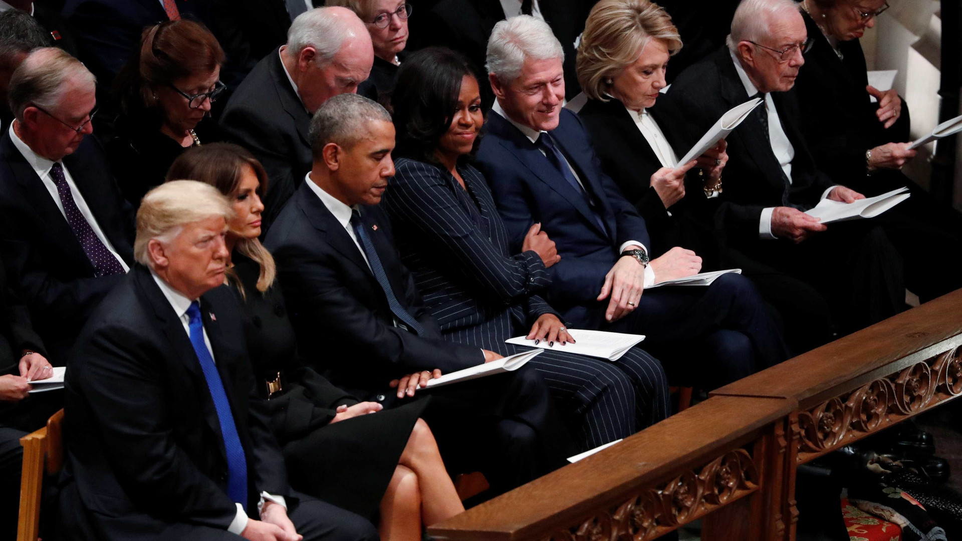 Funeral de George H. W. Bush reúne Trump, Clinton e Obama