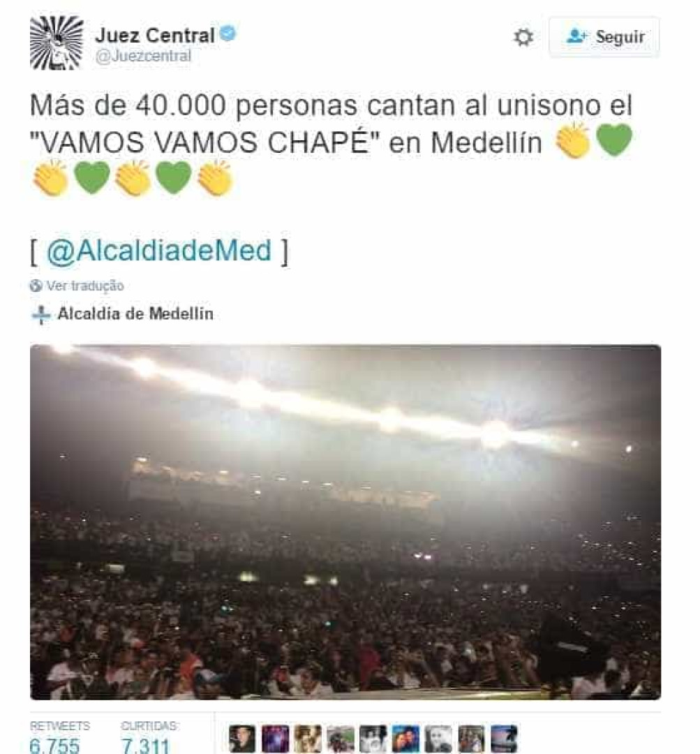 Confira a repercussão das homenagens para a Chapecoense
nas internet
